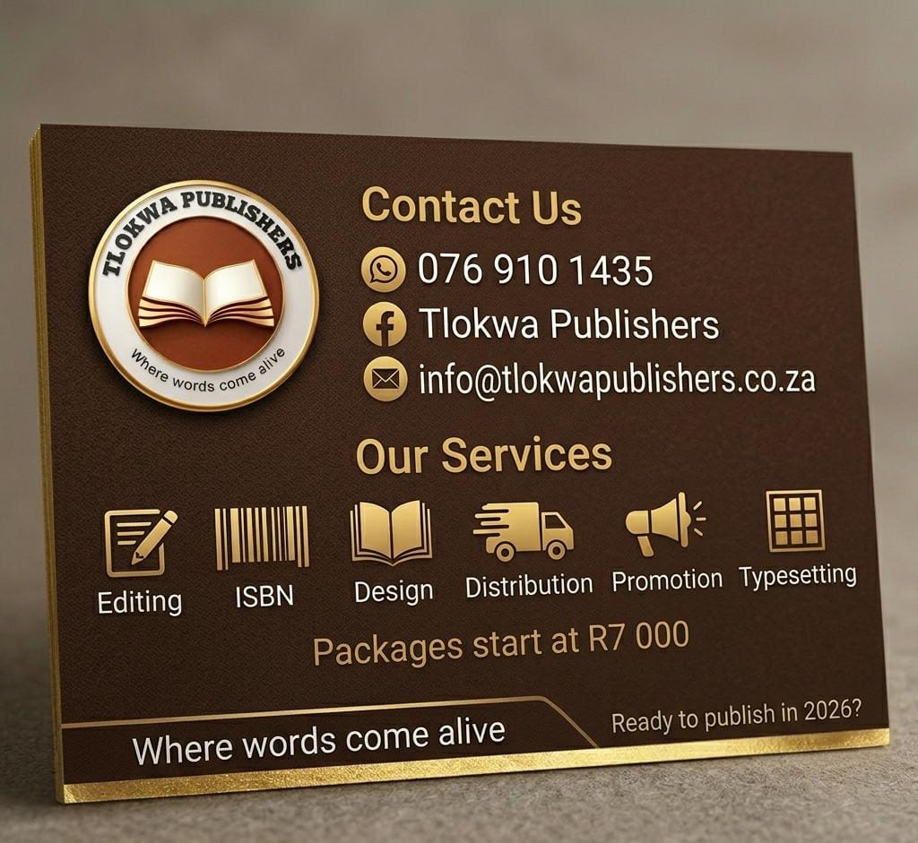 Tlokwa Publishers Services — Editing, ISBN, Design, Distribution, Promotion, Typesetting